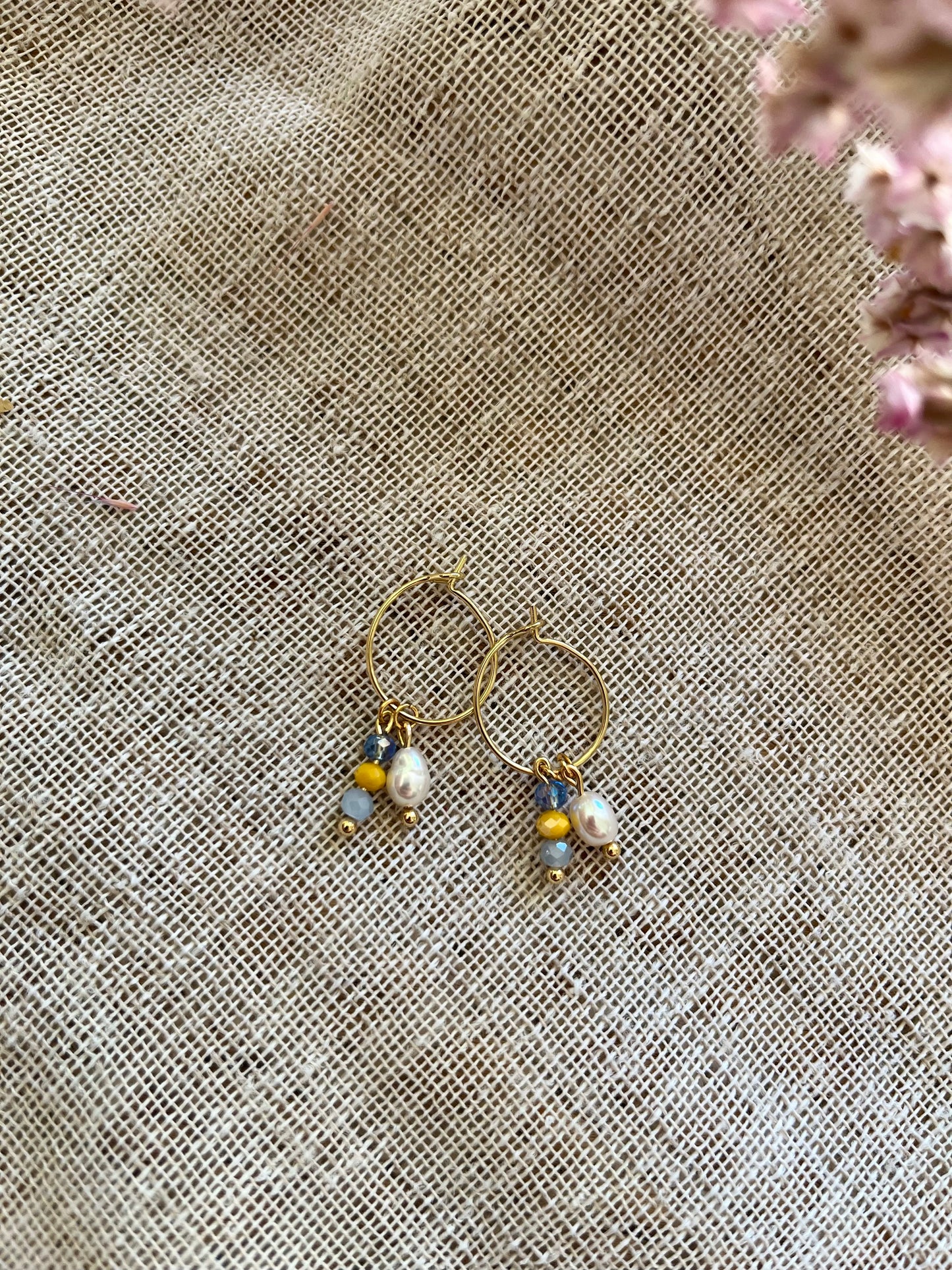 Maria | Boucles d'oreilles bleues et doré