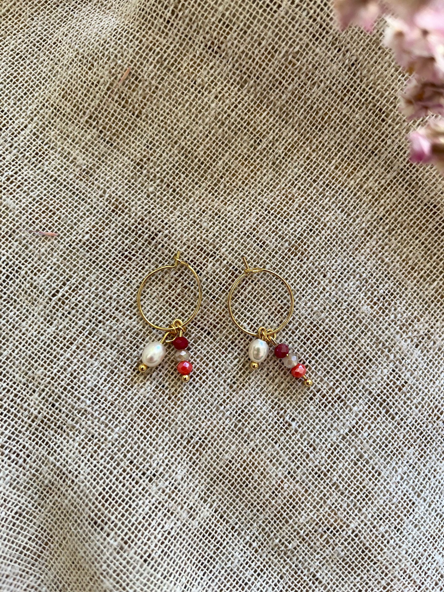 Maria | Boucles d'oreilles rose et doré