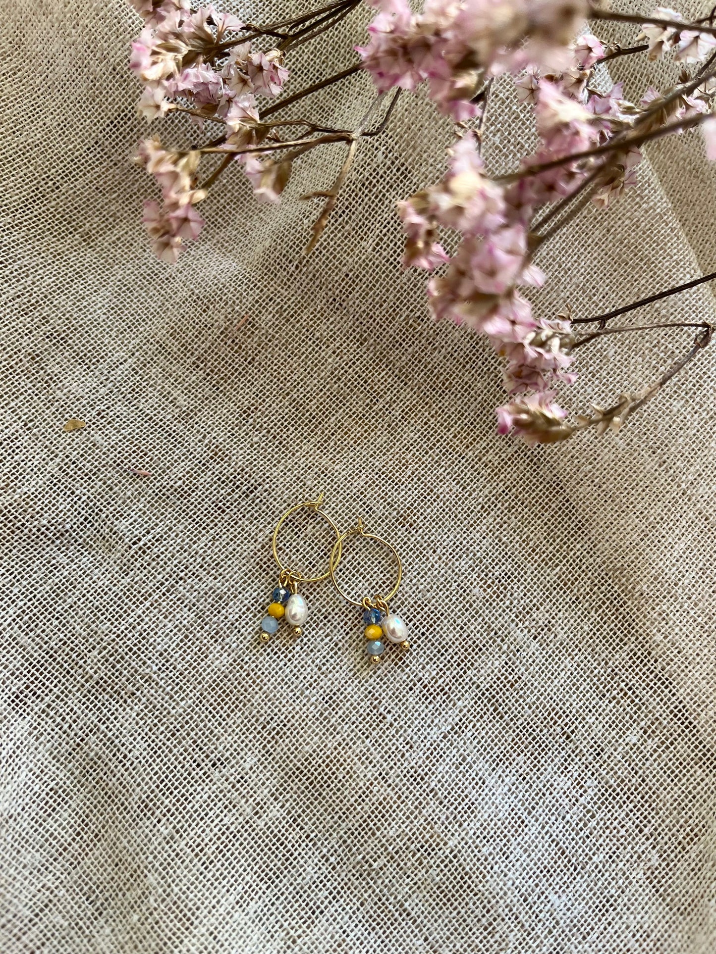 Maria | Boucles d'oreilles bleues et doré