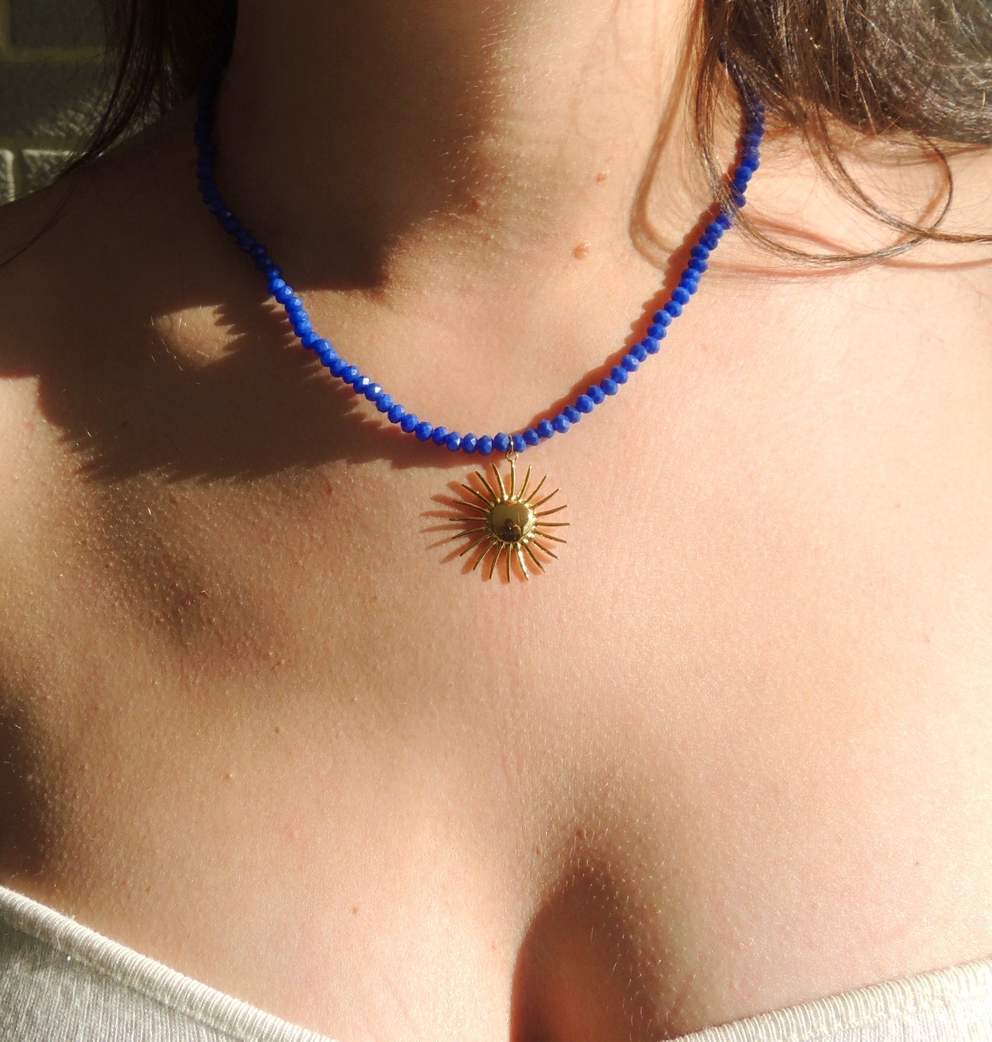 Rosa | Collier perles facettées bleues