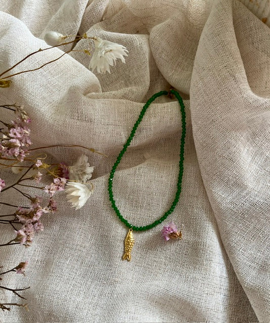 Alma | Ras-de-cou en perles facettées vertes