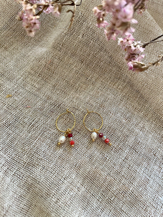 Maria | Boucles d'oreilles rose et doré