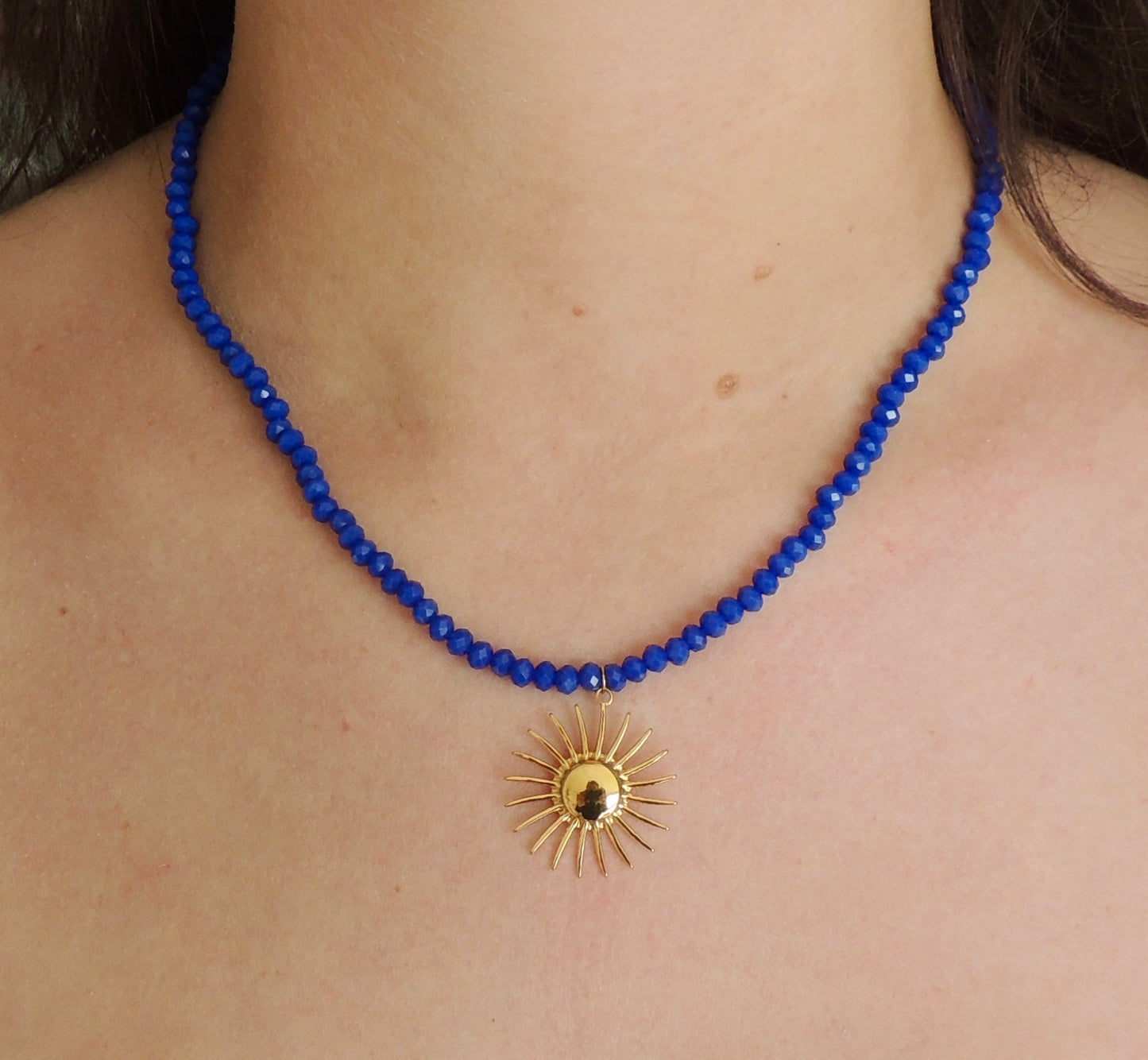 Rosa | Collier perles facettées bleues