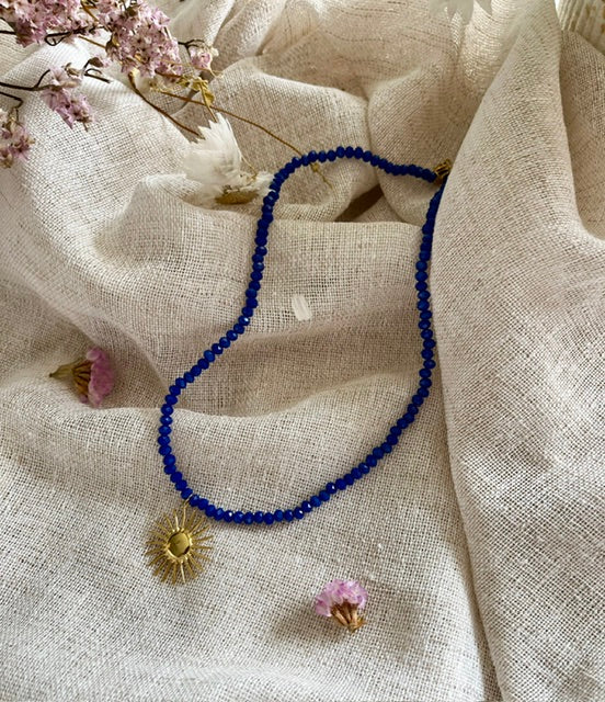 Rosa | Collier perles facettées bleues