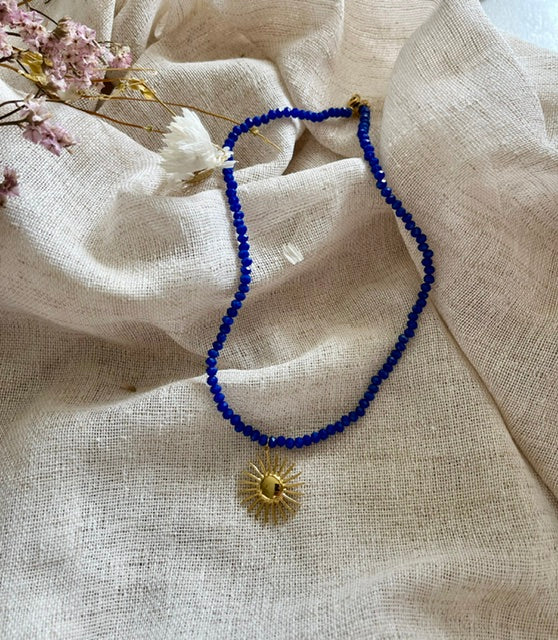 Rosa | Collier perles facettées bleues